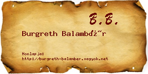 Burgreth Balambér névjegykártya